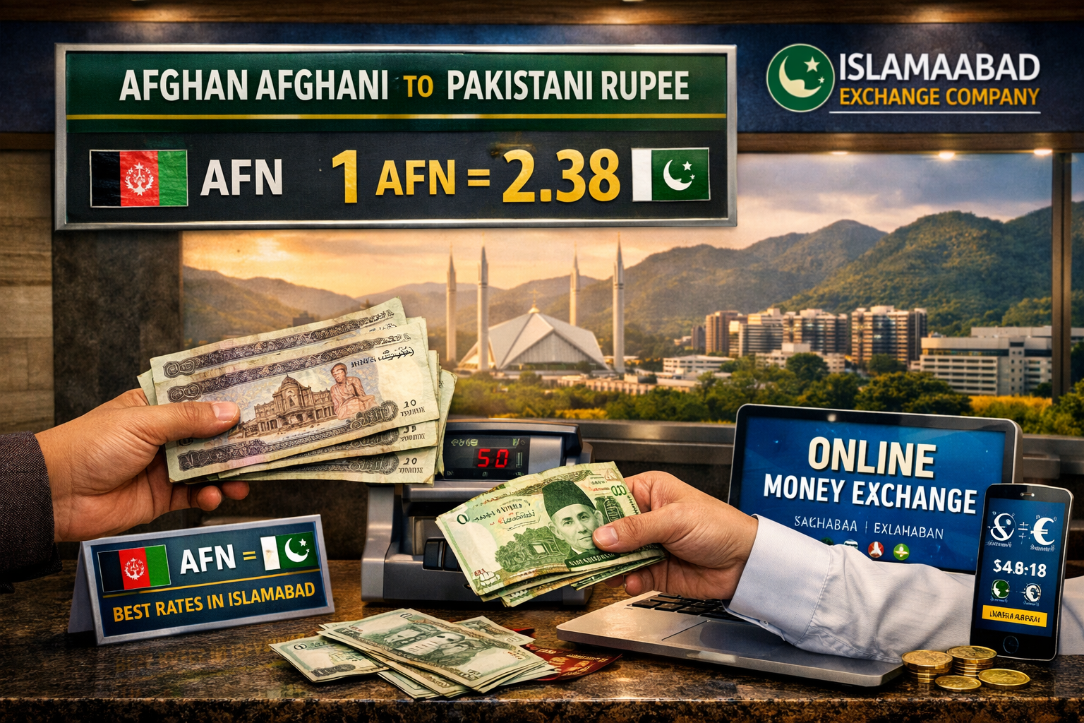 Currency Exchange Afghan Afghani (AFN) to PKR in Islamabad
