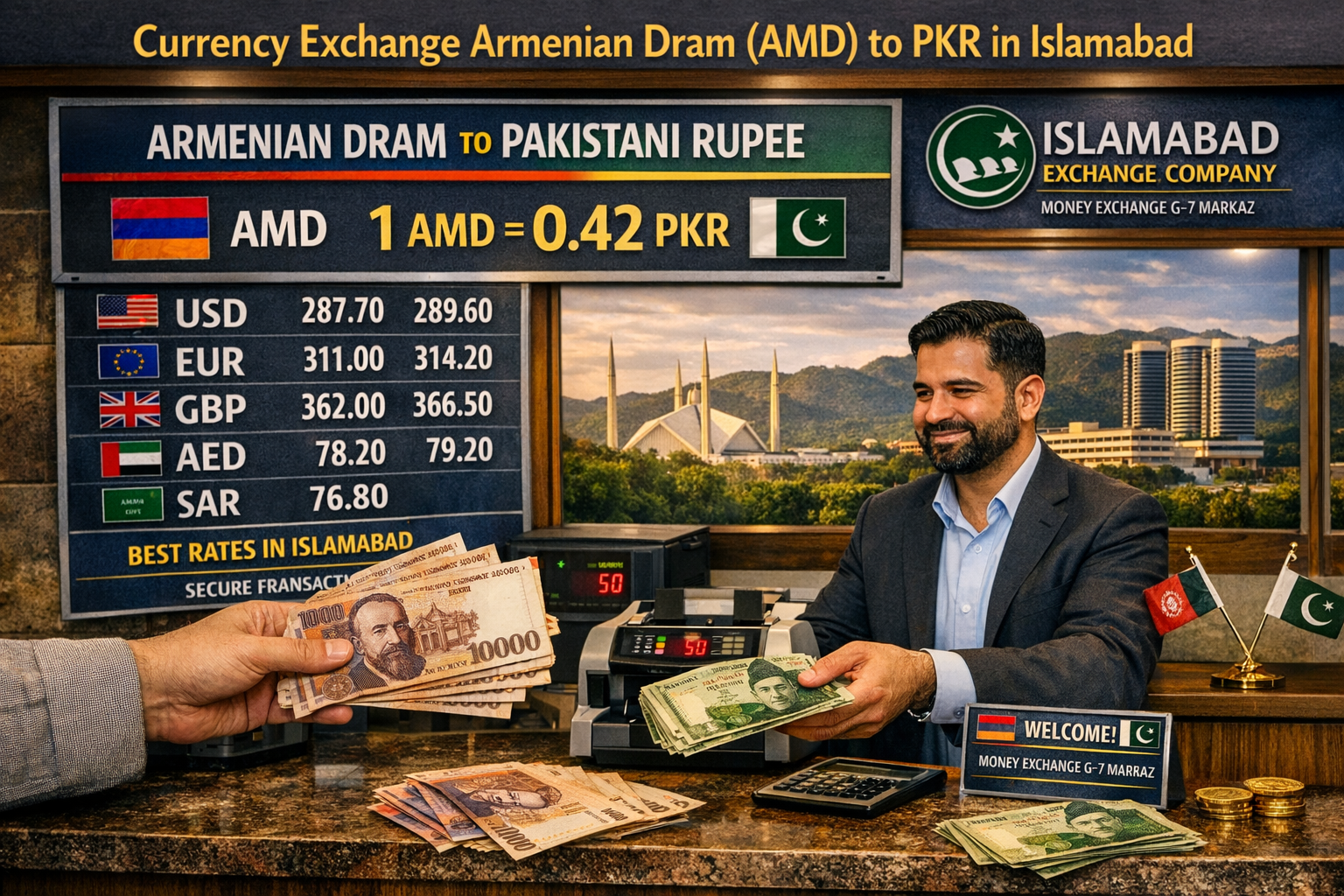Currency Exchange Armenian Dram (AMD) to PKR in Islamabad