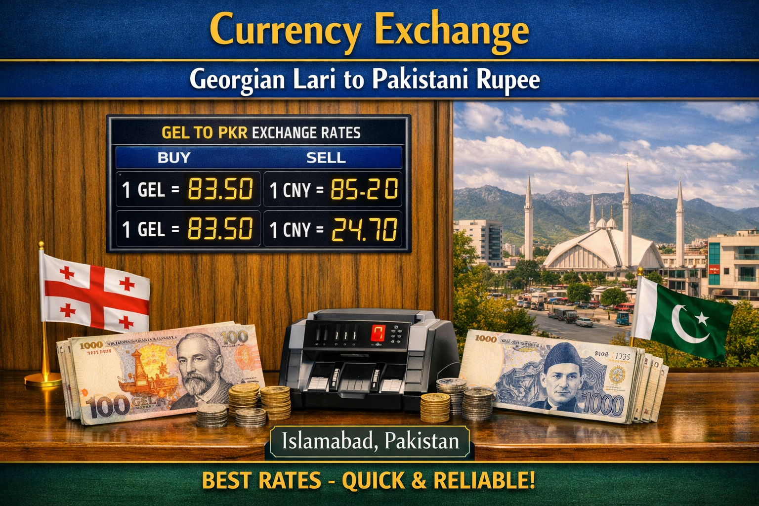 Currency Exchange Georgian Lari (GEL) to PKR in Islamabad