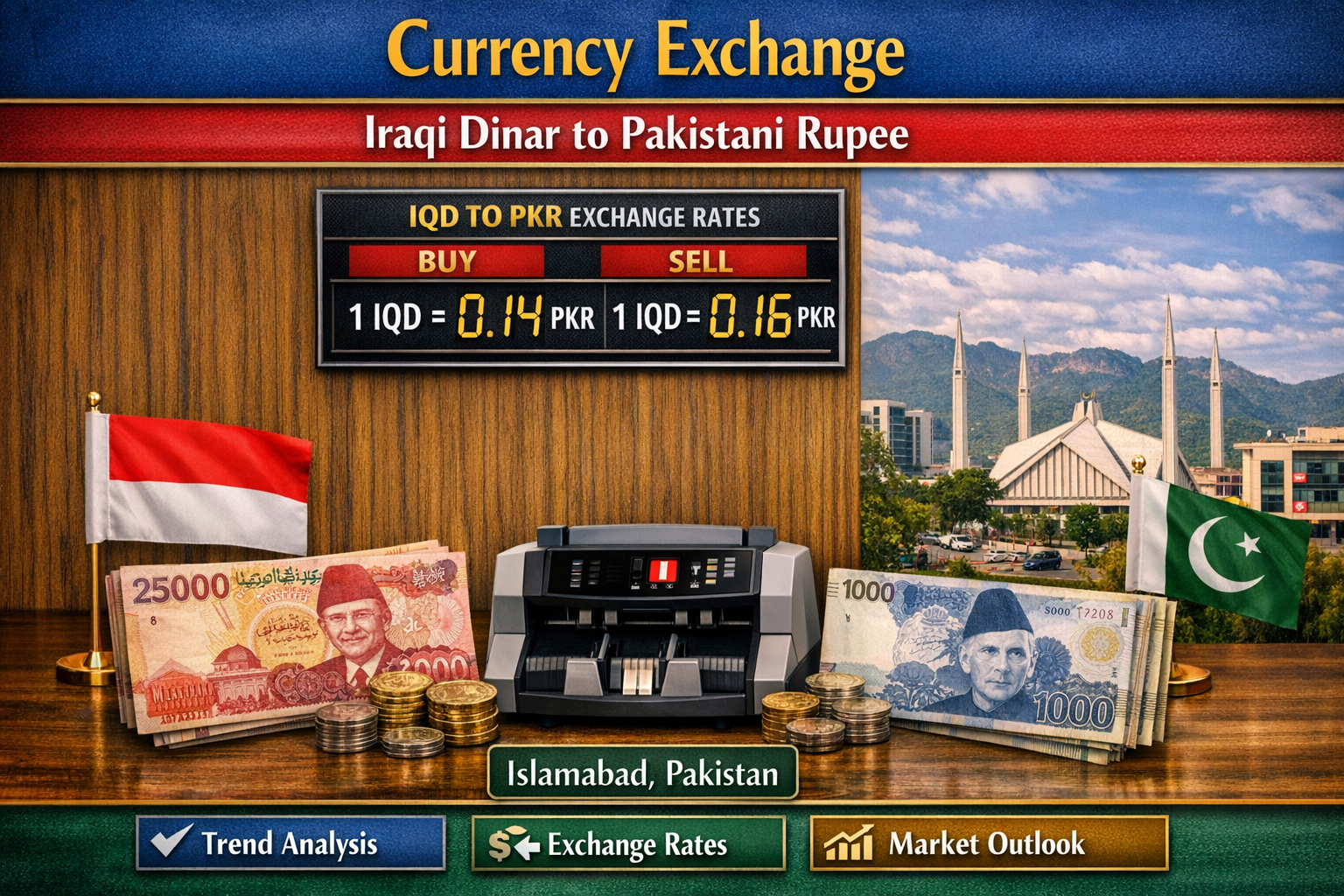 Currency Exchange Iraqi Dinar (IQD) to PKR in Islamabad
