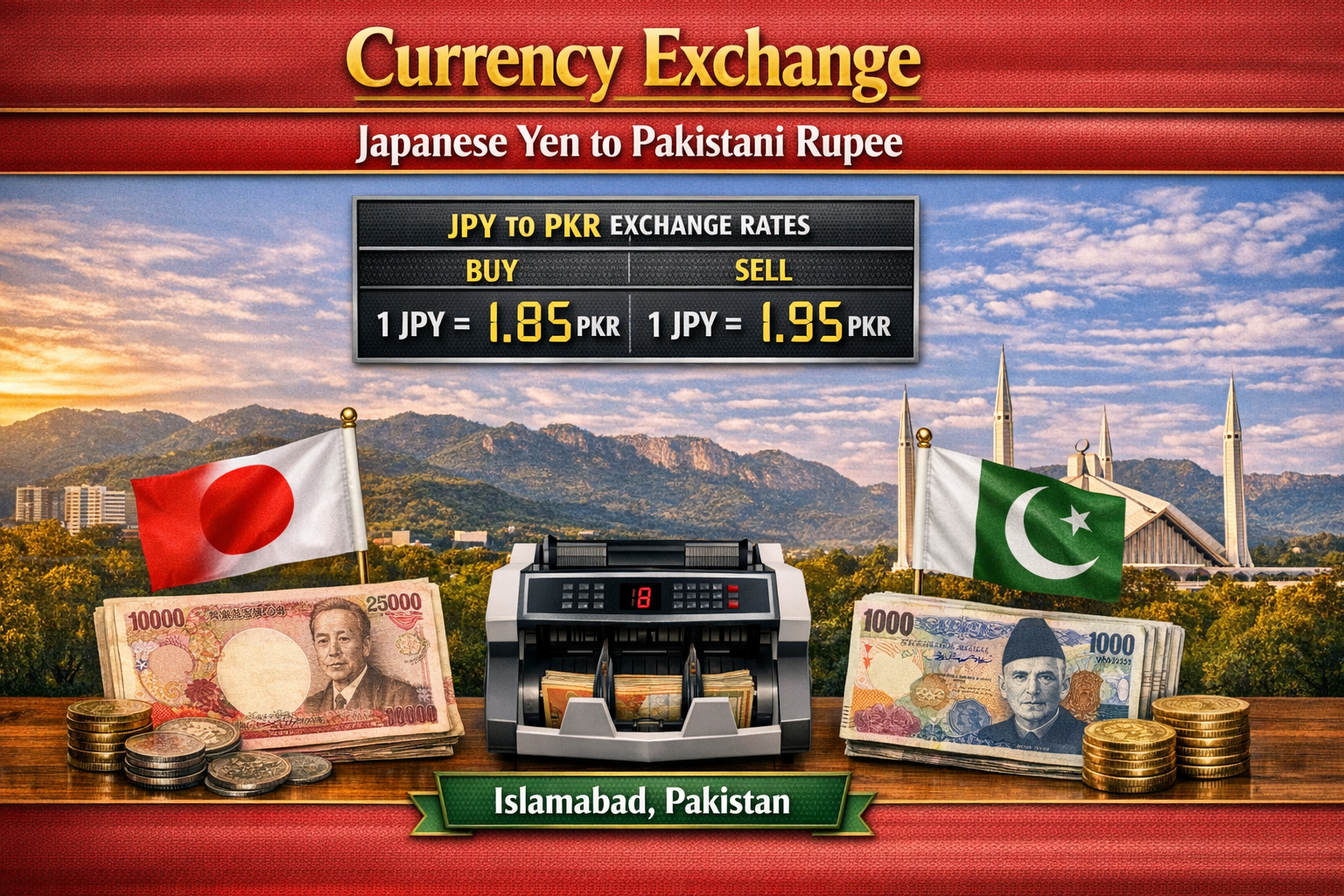 Currency Exchange Japanese Yen (JPY) to PKR in Islamabad