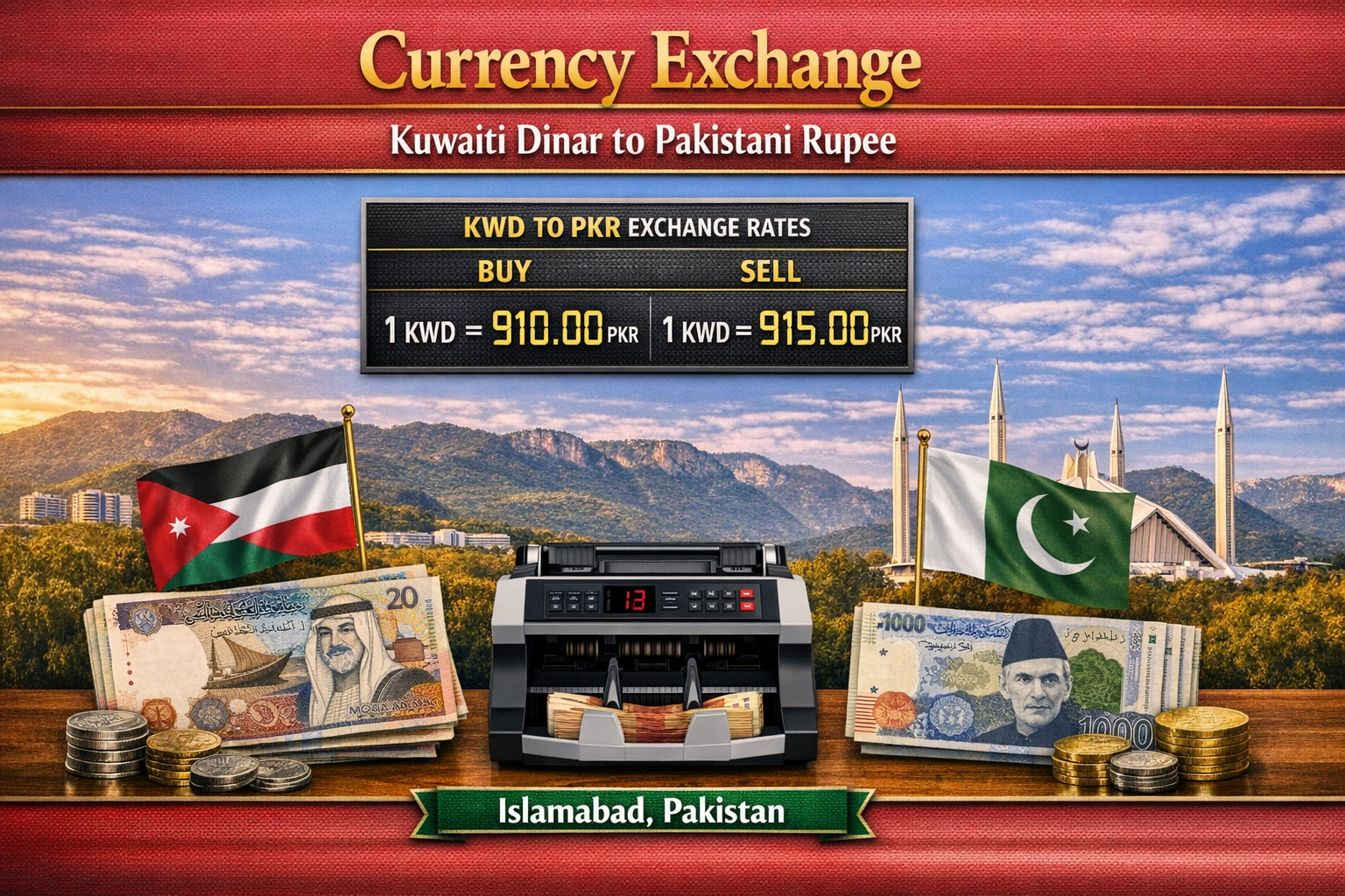 Currency Exchange Kuwaiti Dinar (KWD) to PKR in Islamabad