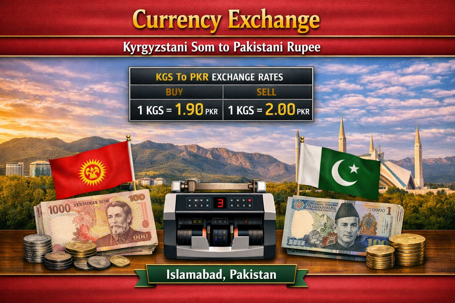 Currency Exchange Kyrgyzstani Som (KGS) to PKR in Islamabad