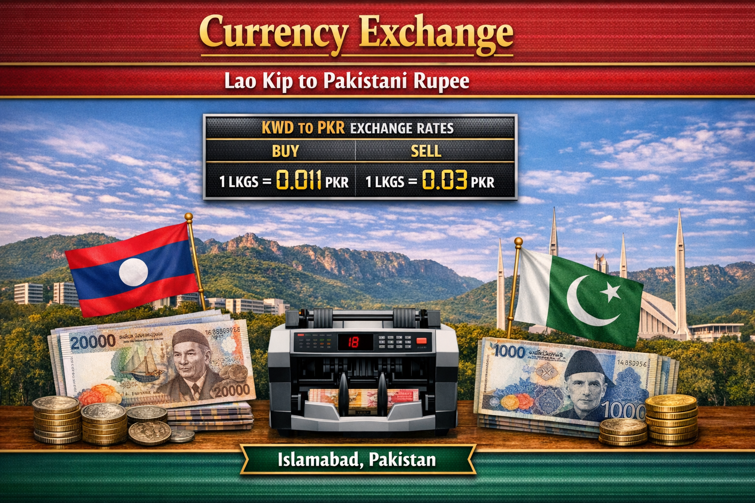 Currency Exchange Lao Kip (LAK) to PKR in Islamabad