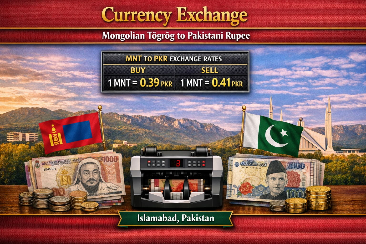 Currency Exchange Mongolian Tögrög (MNT) to PKR in Islamabad