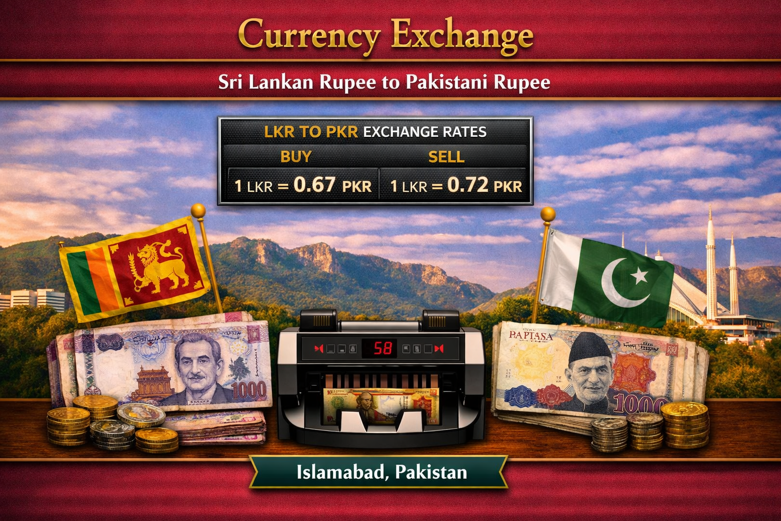 Currency Exchange Sri Lankan Rupee (LKR) to PKR in Islamabad