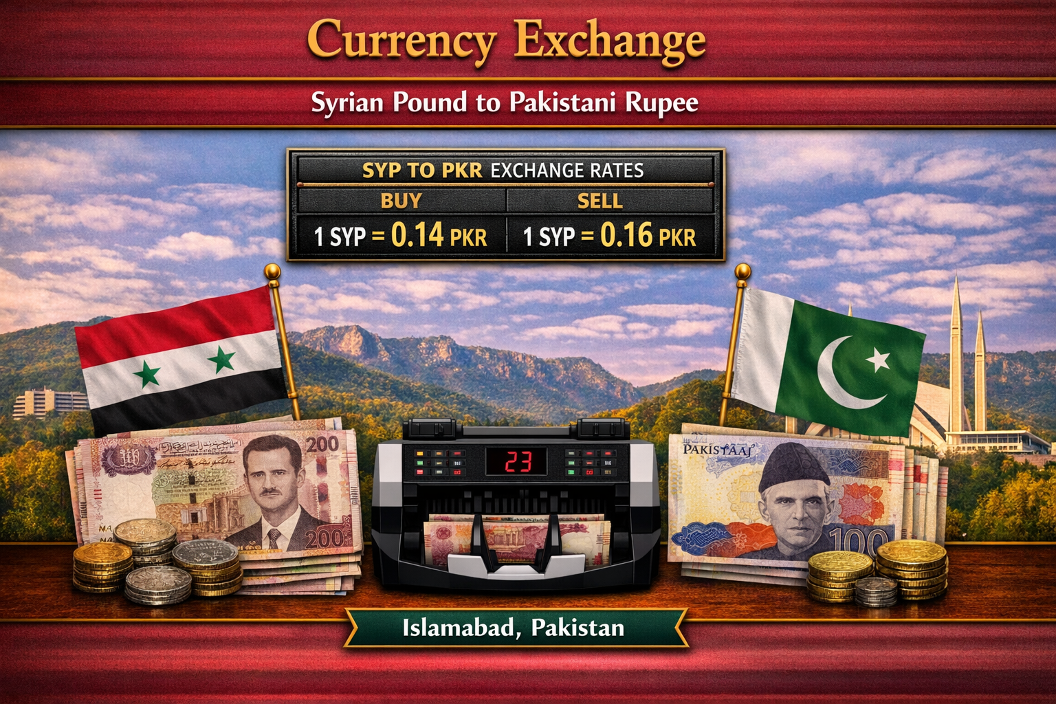 Currency Exchange Syrian Pound (SYP) to PKR in Islamabad