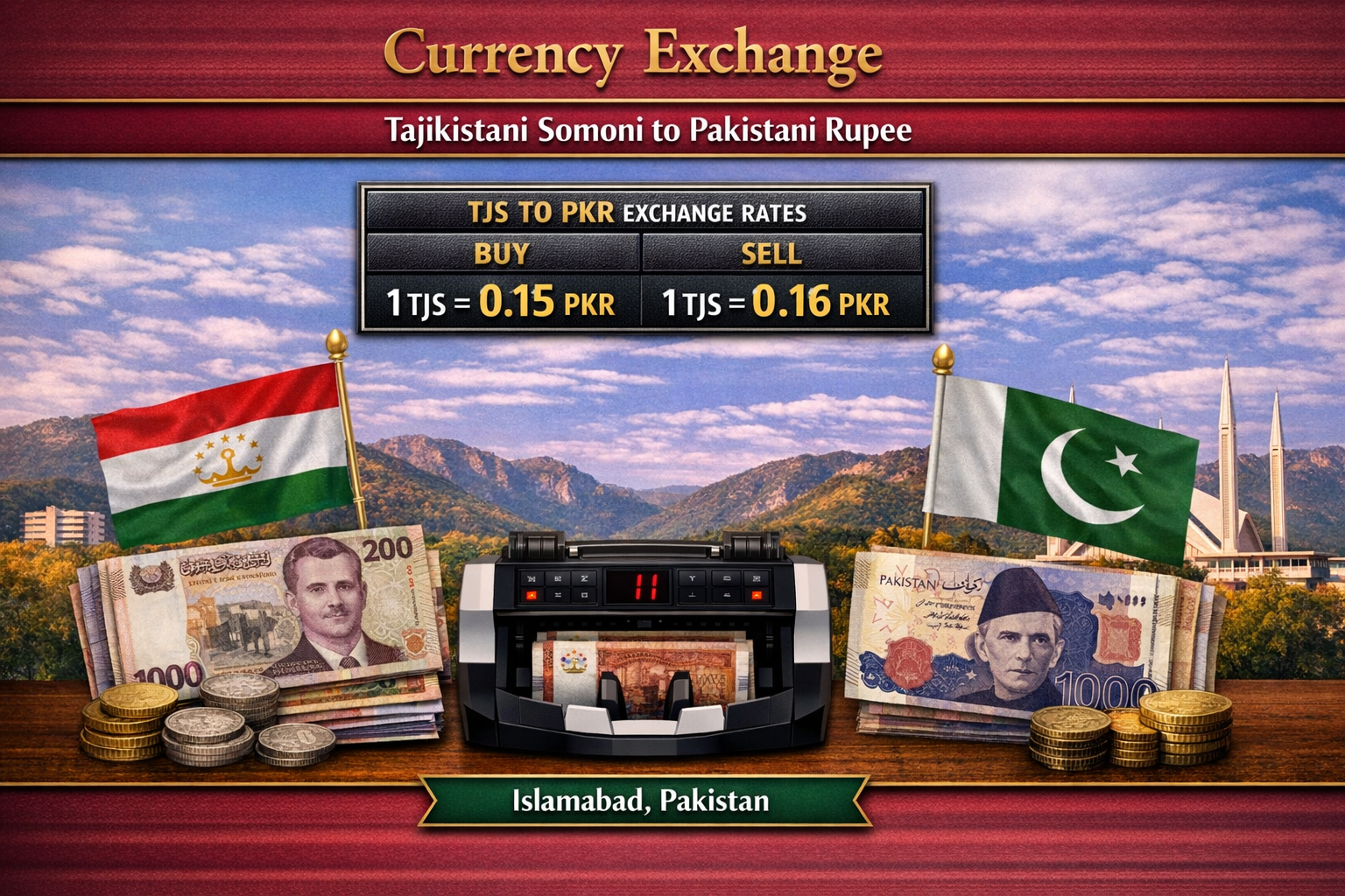 Currency Exchange Tajikistani Somoni (TJS) to PKR in Islamabad