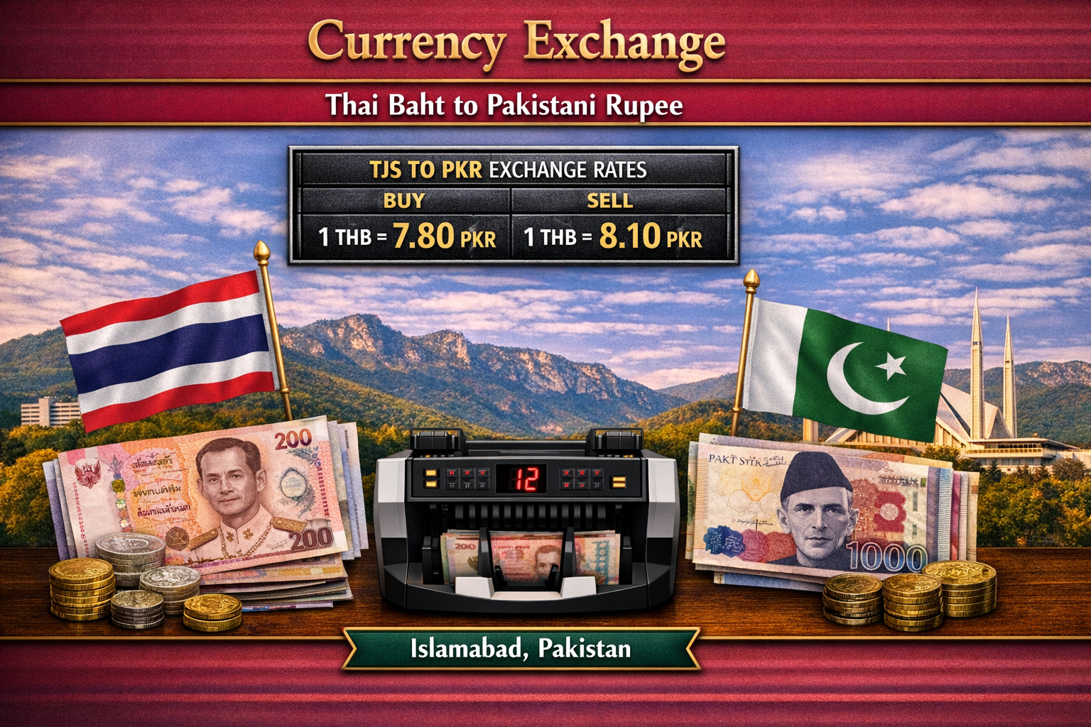 Currency Exchange Thai Baht (THB) to PKR in Islamabad