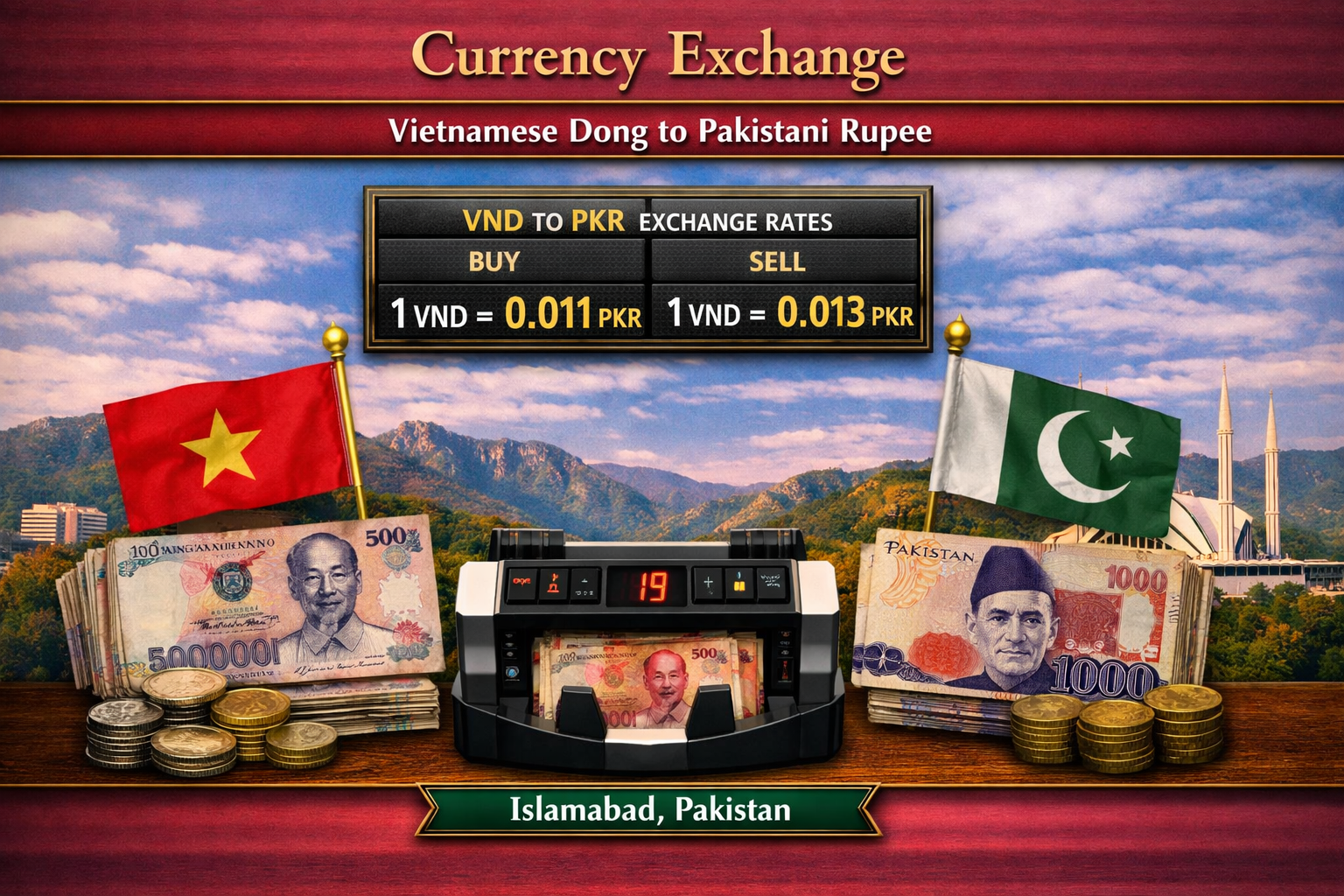 Currency Exchange Vietnamese Dong (VND) to PKR in Islamabad