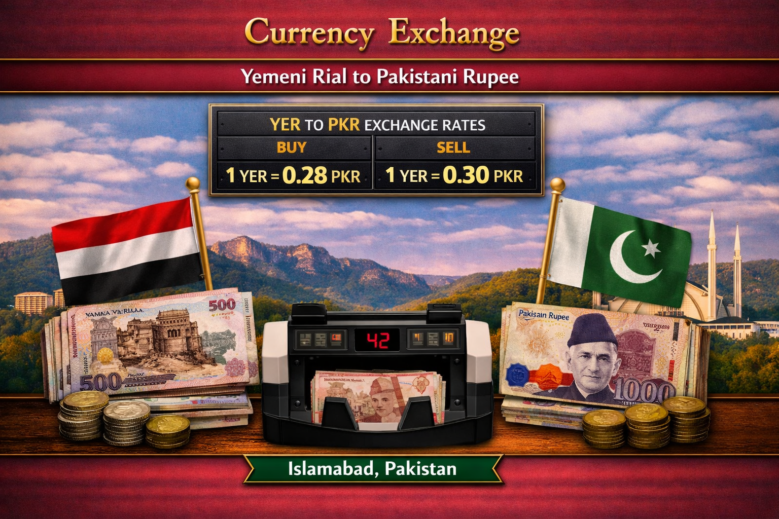 Currency Exchange Yemeni Rial (YER) to PKR in Islamabad
