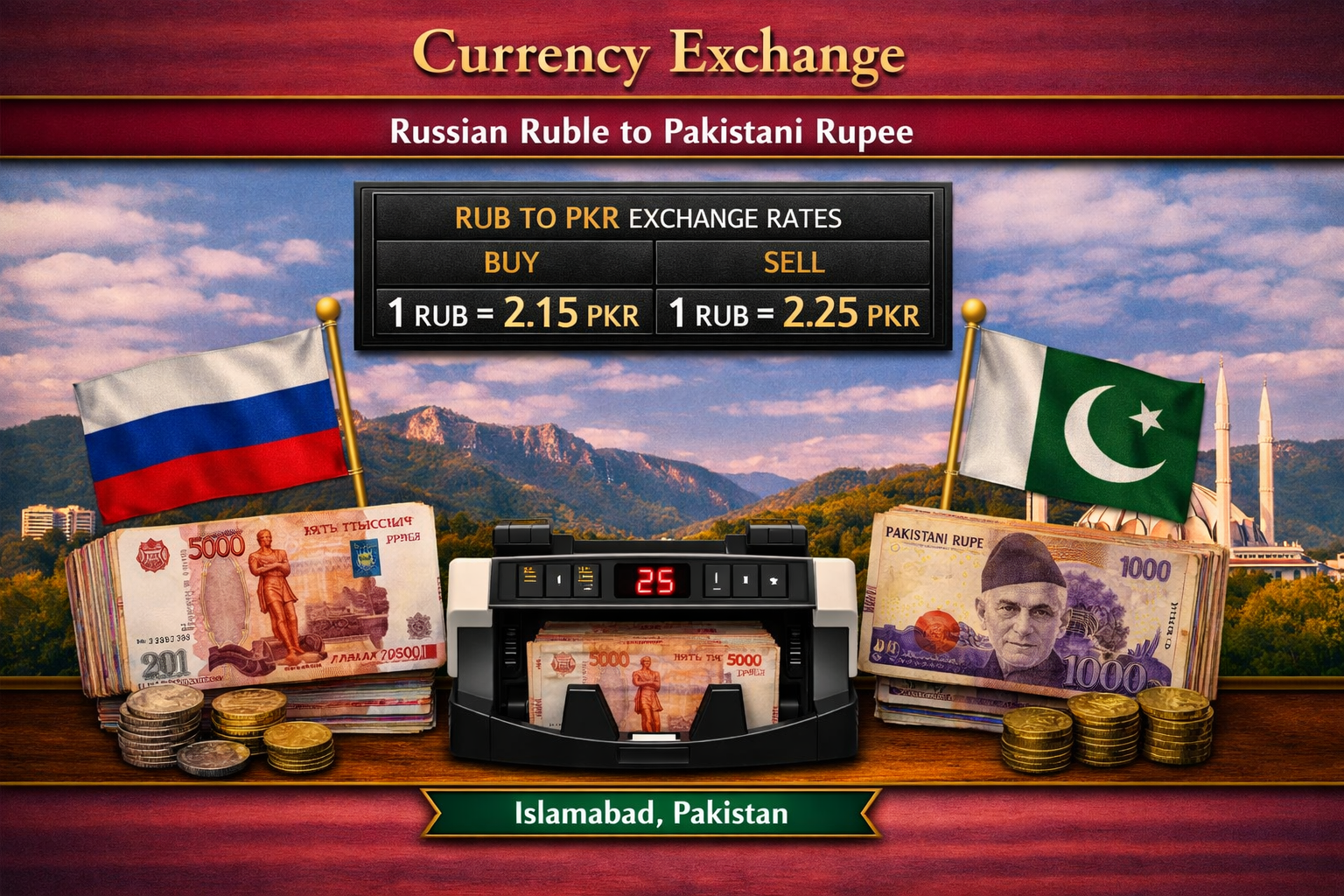 Currency Exchange Russian Ruble (RUB) to PKR in Islamabad