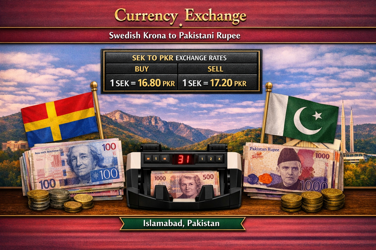 Currency Exchange Swedish Krona (SEK) to PKR in Islamabad