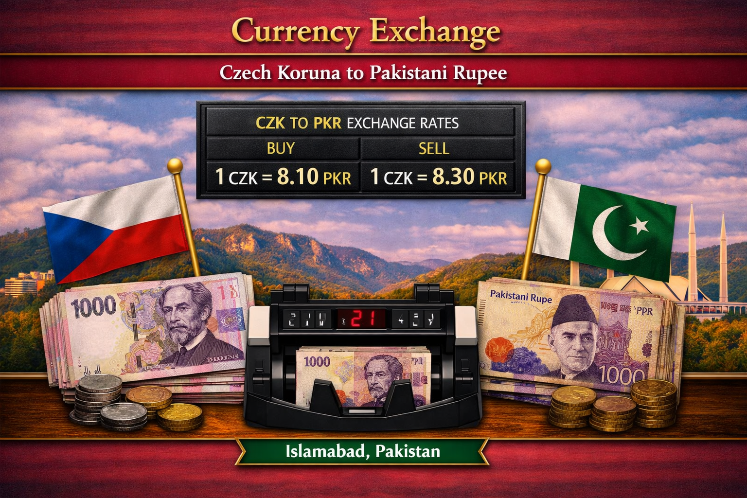 Currency Exchange Czech Koruna (CZK) to PKR in Islamabad